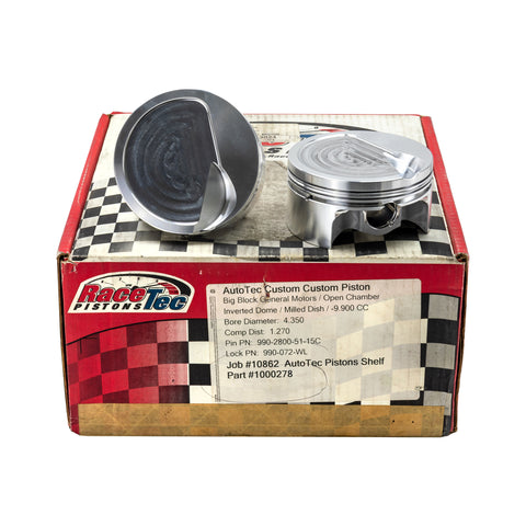 AutoTec BB Chevy Forged Dish Piston Set | 4.350" Bore 4.250" Stroke