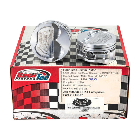 RaceTec Ford Cleveland 351 Dish Piston Set | 4.040" Bore 4.000" Stroke