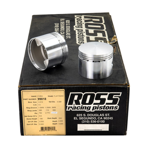 Ross Ford Mercury Flathead Dome Piston & Ring Set | 3.312" Bore 4.125" Stroke
